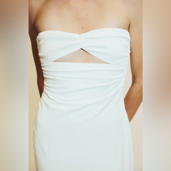 NWT ZARA White Strapless Cutout Maxi Dress - Size Small - Picture 3 of 12